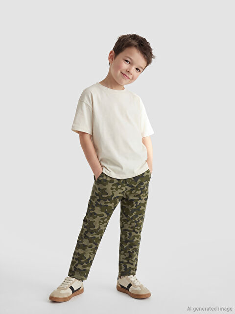 LC WAIKIKI Kamuflaj Desenli Erkek Çocuk Gabardin Pantolon