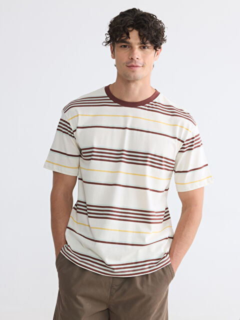 XSIDE Bisiklet Yaka Çizgili Penye Erkek Tişört