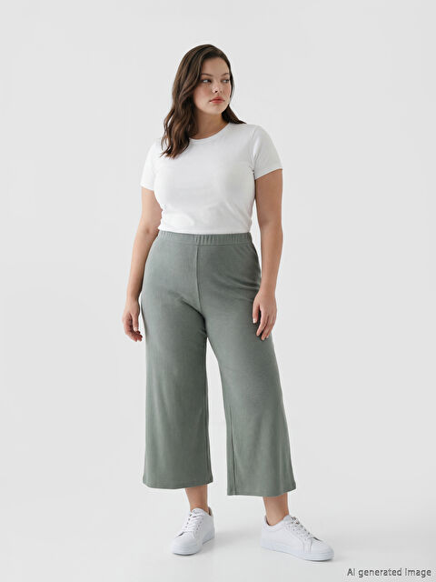 LCWAIKIKI Classic Beli Lastikli Çizgili Kadın Pantolon