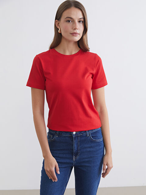 LCWAIKIKI Basic Woman RED T-Shirt - S6FN56Z8-HJY