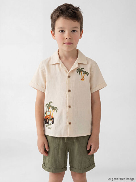 LCW Kids Baskılı Erkek Çocuk Gömlek ve Şort