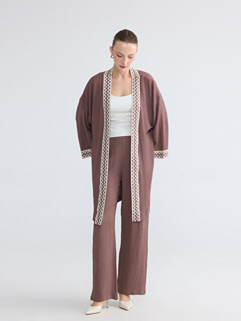 LCWAIKIKI Classic Textured Women's Trousers with Elastic Waistband