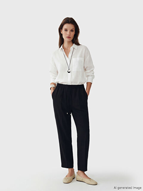 LCW Modest Beli Lastikli Havuç Kesim Kadın Pantolon - S6FN91Z8-CVL