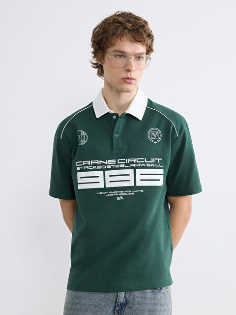 XSIDE Polo Yaka Baskılı Erkek Tişört - S6FO23Z8-RDX