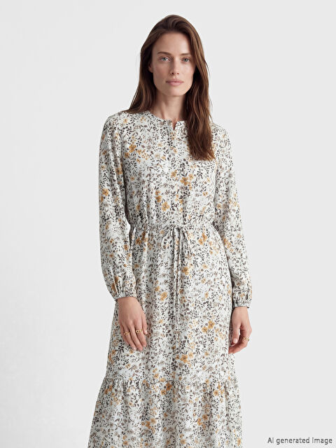 LCW Grace Bisiklet Yaka Çiçekli Elbise