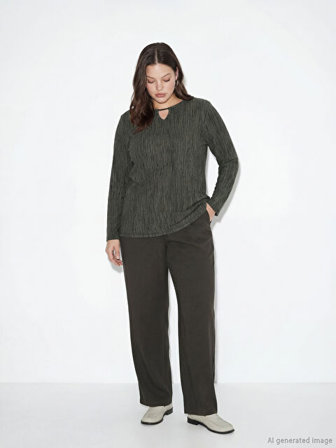 LCW Grace Beli Lastikli Geniş Paça Kadın Pantolon - S6FO92Z8-HEJ