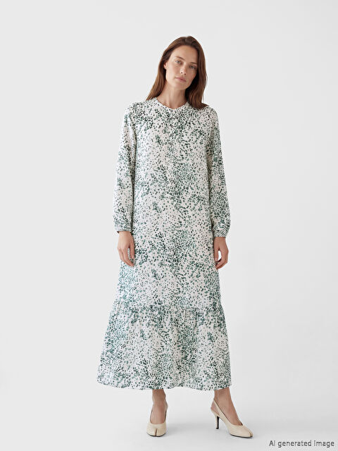 LCW Grace Hakim Yaka Desenli A Kesim Belmando Elbise - S6FO93Z8-LQB