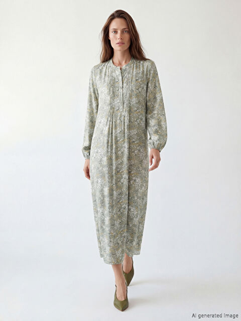 LCW Grace Hakim Yaka Desenli Elbise - S6FO94Z8-LRL