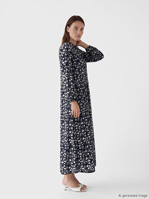 LCW Grace Hakim Yaka Desenli Elbise - S6FO94Z8-LSJ