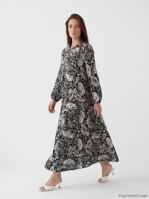 LCW Grace Hakim Yaka Desenli Elbise - S6FO94Z8-SW5