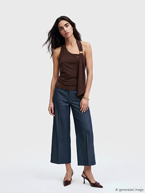 LCW Vision Ψηλόμεσο Φαρδιάς Γραμμής Παντελόνι για γυναίκες - S6FP03Z8-ZME