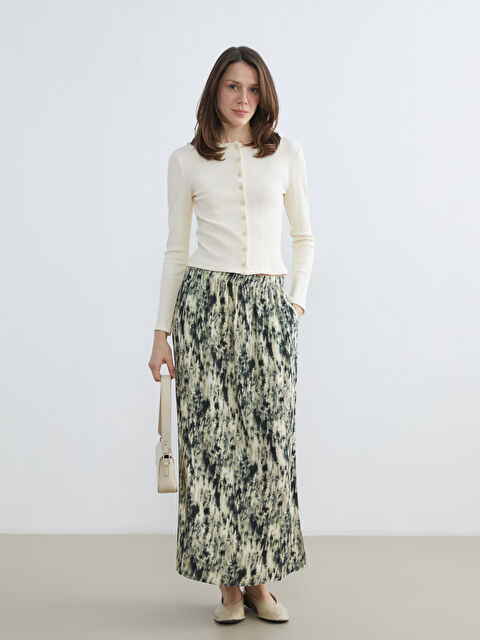 LCW Grace Beli Lastikli Desenli Belmando Kloş Etek - S6FP05Z8-LQB