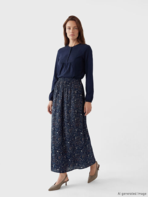 LCW Grace Beli Lastikli Desenli Belmando Kloş Etek	 - S6FP05Z8-LQR