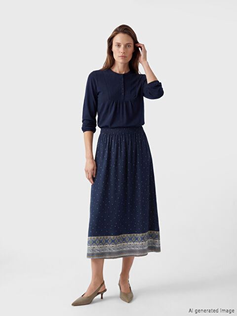 LCW Grace Beli Lastikli Desenli Belmando Kloş Etek	 - S6FP05Z8-LSJ