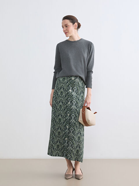 LCW Grace Beli Lastikli Desenli A Kesim Etek - S6FP06Z8-LRR