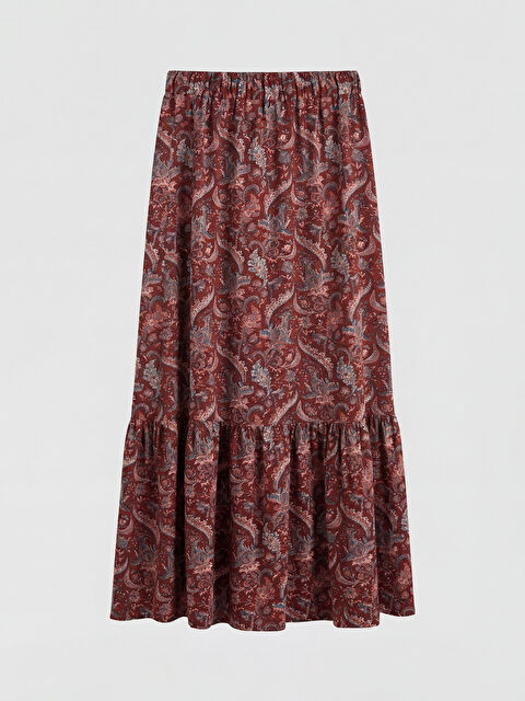 LCW Grace Beli Lastikli Desenli Fırfırlı Etek - S6FP07Z8-LTS