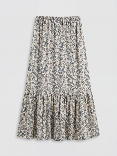 LCW Grace Beli Lastikli Desenli Fırfırlı Etek - S6FP07Z8-LRA