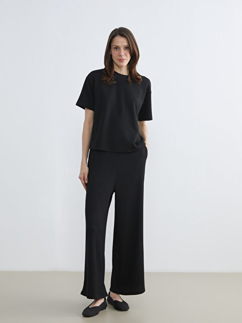 LCW Grace Beli Lastikli Dokulu Geniş Paça Kadın Pantolon - S6FP10Z8-CVL