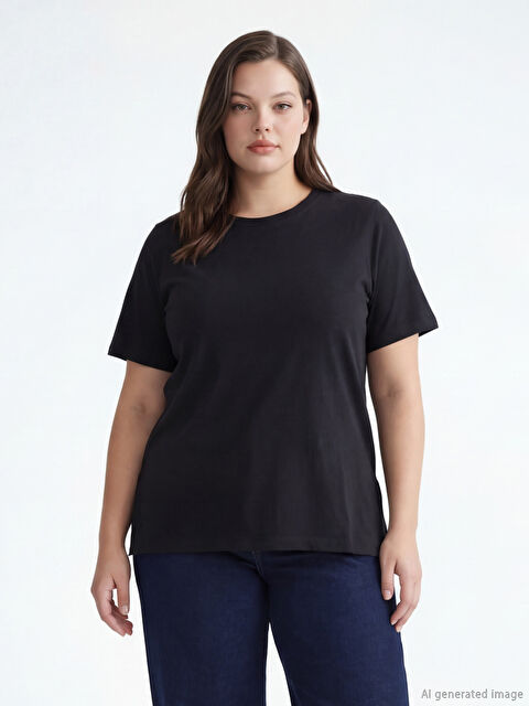 LCW Comfort Bisiklet Yaka Kadın Tişört - S6FP61Z8-CVL