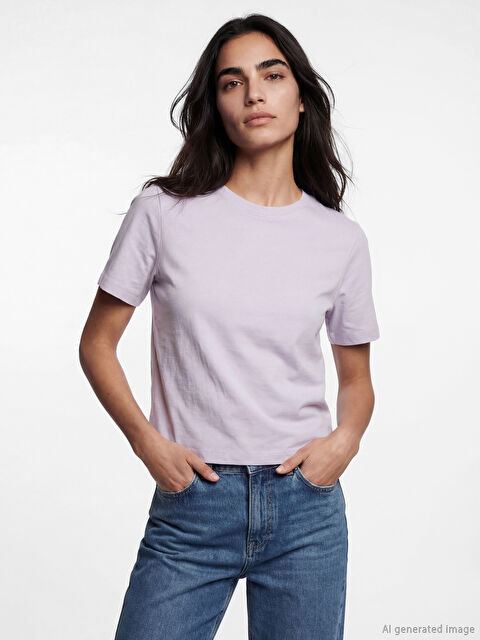 LCW Vision Bisiklet Yaka Kadın Tişört - S6FP75Z8-G0W