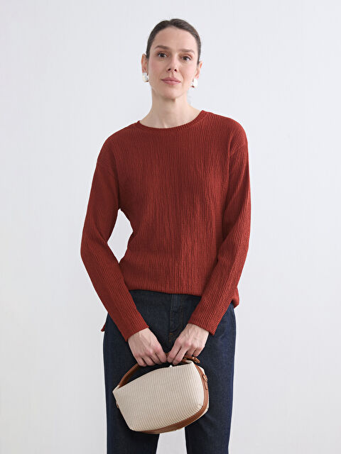 LCWAIKIKI Classic Crew Neck Textured Women's Tunic - S6FP83Z8-HMU