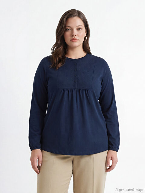 LCW Grace Bisiklet Yaka Nakışlı Bluz	 - S6FQ34Z8-E1J