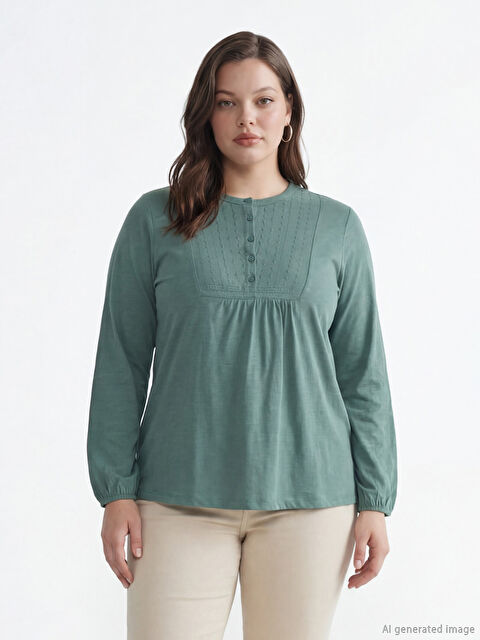 LCW Grace Bisiklet Yaka Nakışlı Bluz	 - S6FQ34Z8-GQQ