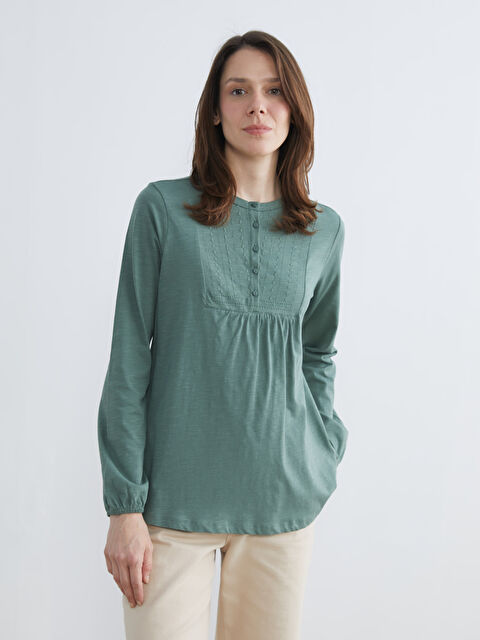 LCW Grace Bisiklet Yaka Nakışlı Bluz - S6FQ34Z8-GQQ