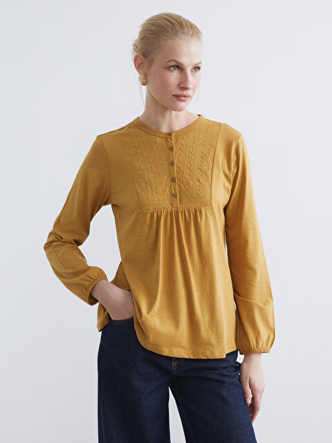 LCW Grace Bisiklet Yaka Nakışlı Bluz	 - S6FQ34Z8-GSQ