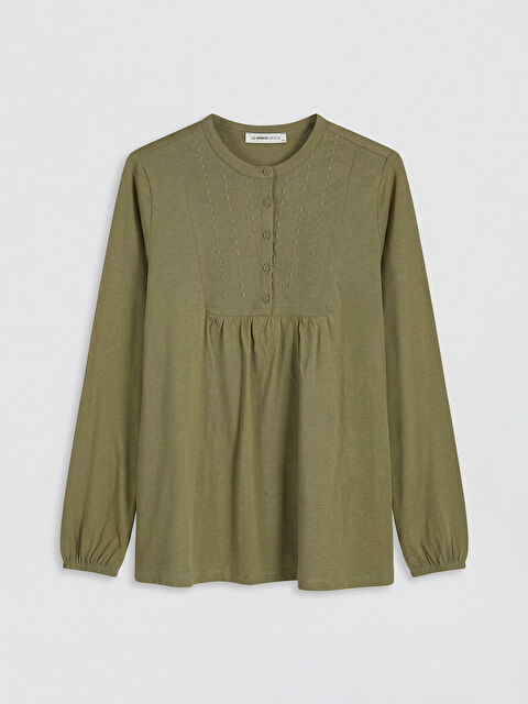 LCW Grace Bisiklet Yaka Nakışlı Bluz