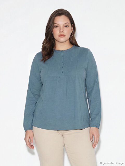 LCW Grace Bisiklet Yaka Nakışlı Bluz	