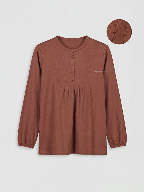 LCW Grace Bisiklet Yaka Nakışlı Bluz