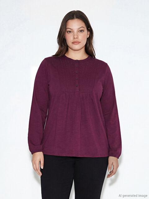 LCW Grace Bisiklet Yaka Nakışlı Bluz	 - S6FQ34Z8-HPH