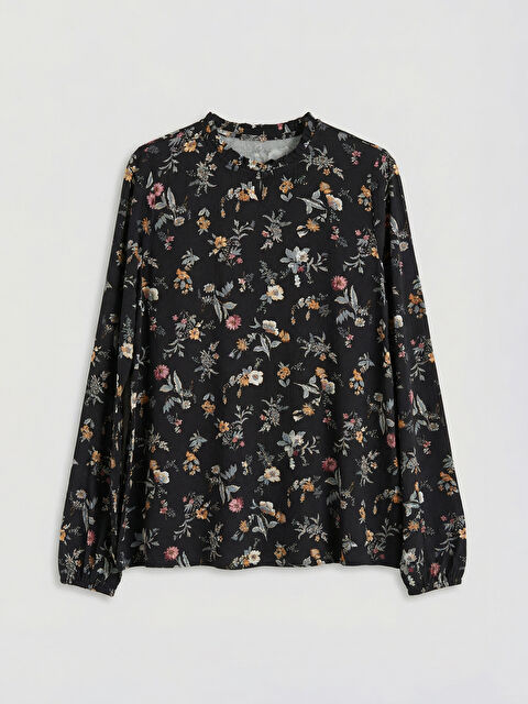 LCW Grace Fırfırlı Dik Yaka Çiçekli Bluz - S6FQ35Z8-LQJ