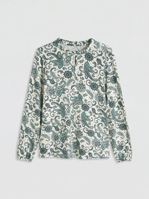 LCW Grace Fırfırlı Dik Yaka Desenli Bluz