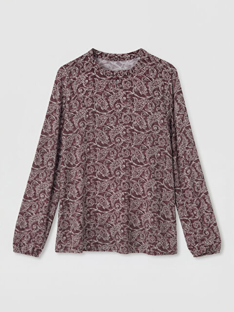 LCW Grace Fırfırlı Dik Yaka Desenli Bluz