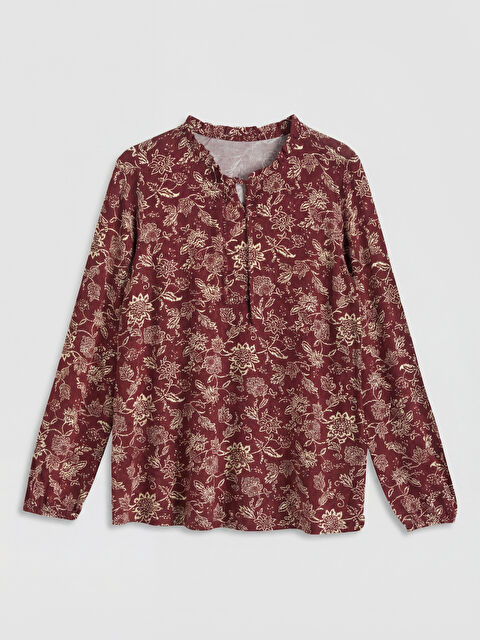 LCW Grace Bağlamalı Yaka Desenli Bluz