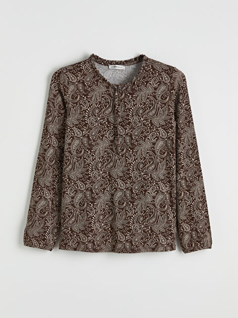 LCW Grace Bağlamalı Yaka Desenli Bluz - S6FQ36Z8-LQZ