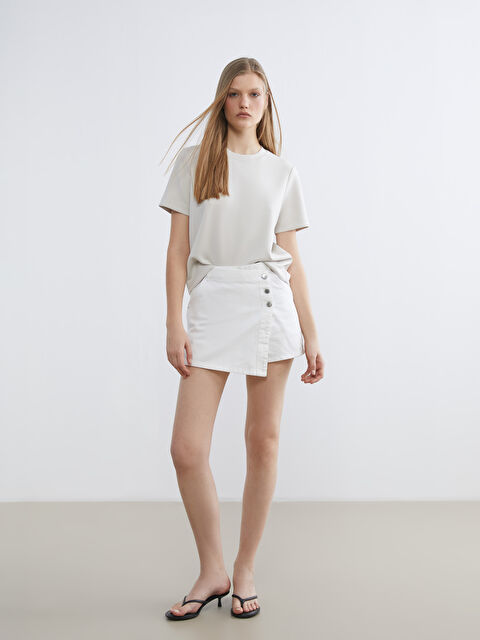 LCW ECO Regular Fit Kadın Jean Şort Etek - S6FQ65Z8-844