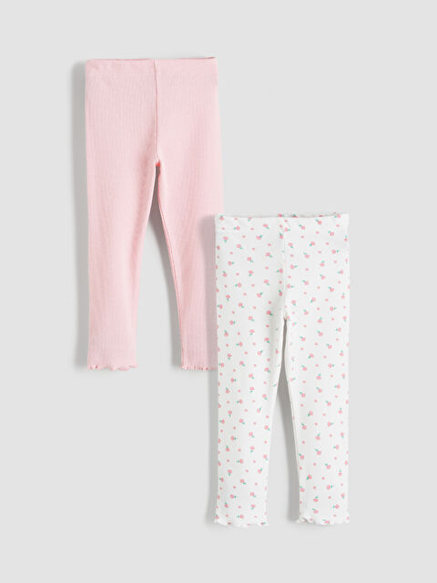 LCW ECO Beli Lastikli Çiçekli Kız Çocuk Tayt 2'li - S6FQ67Z1-LRA