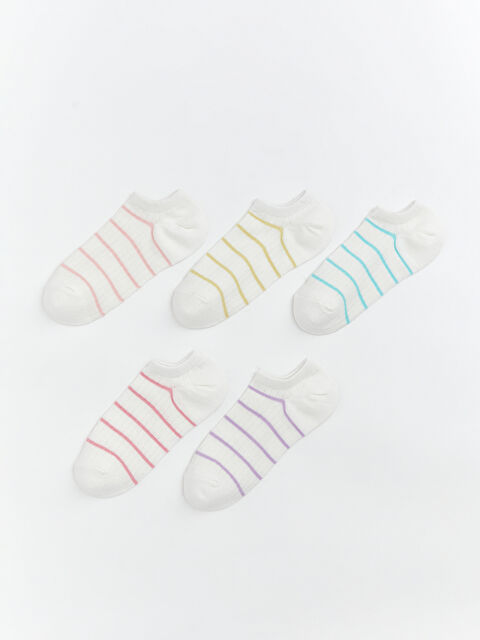 LCW Kids Striped Girls' Trainer Socks 5-Pack