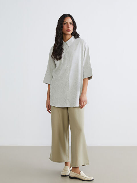 LCW ECO Beli Lastikli Geniş Paça Kadın Pantolon - S6FR37Z8-GMV