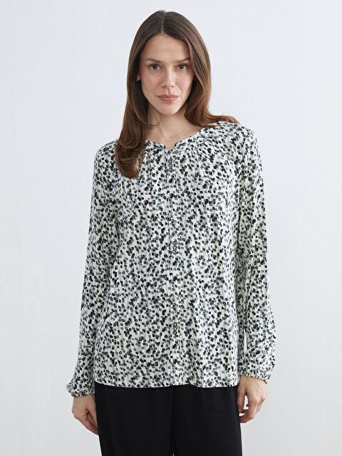 LCW Grace Bisiklet Yaka Desenli Bluz - S6FR41Z8-LQJ