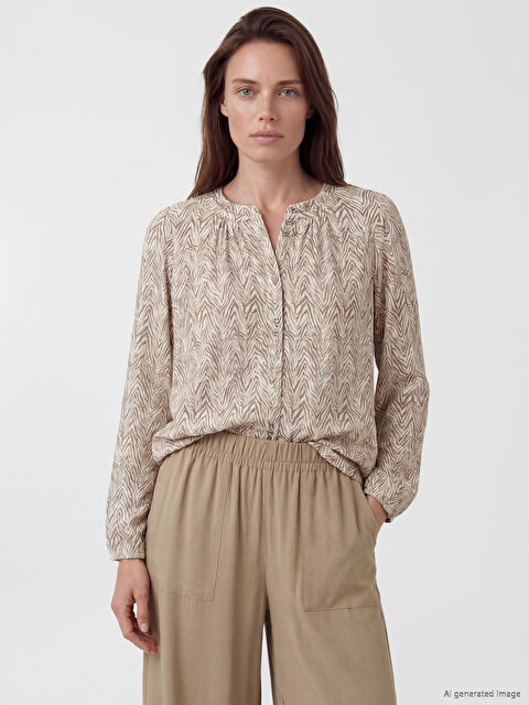 LCW Grace Bisiklet Yaka Desenli Bluz