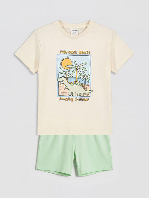 LCW baby Dinosaur Print Baby Boys' T-Shirt and Shorts - S6FR94Z1-FDL