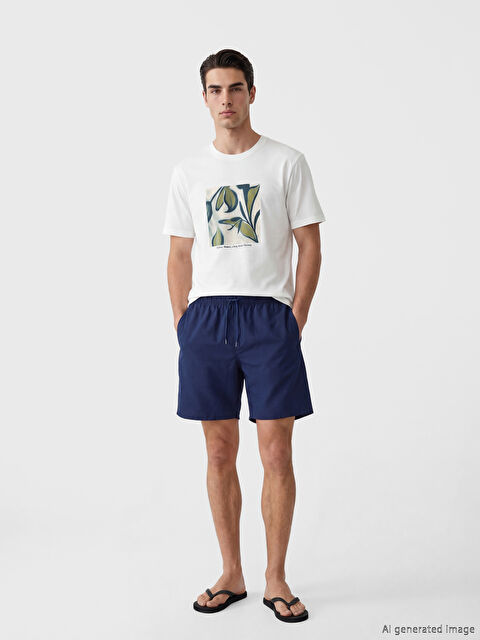 LCW SWIMWEAR Diz Hizası Boy Basic Erkek Deniz Şortu