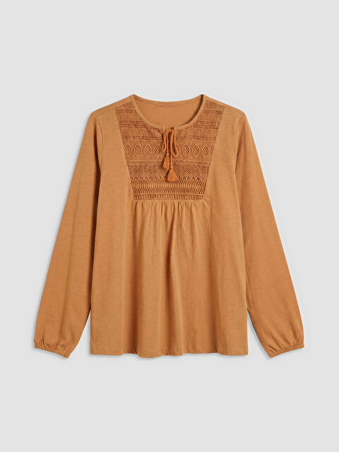 LCW Grace Bağlamalı Yaka Nakışlı Bluz	 - S6FS12Z8-GQS