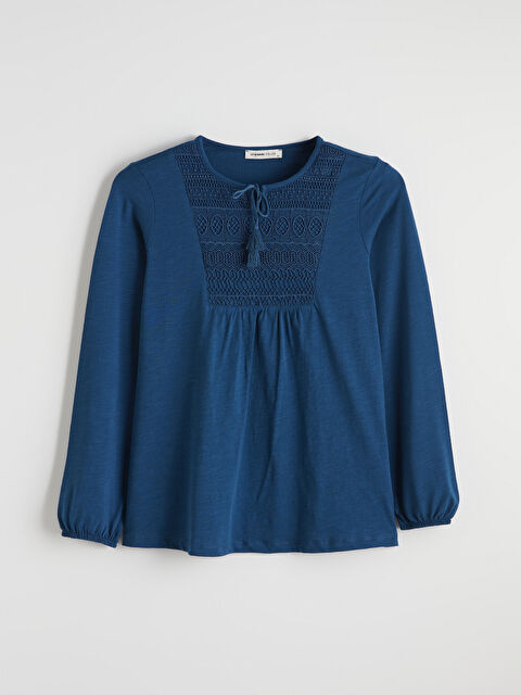 LCW Grace Bağlamalı Yaka Nakışlı Bluz - S6FS12Z8-HQQ