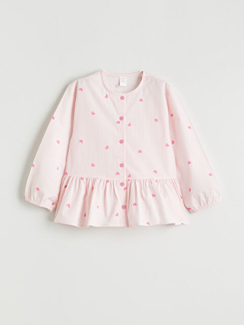 LCW Kids Bisiklet Yaka Kalp Desenli Kız Çocuk Bluz - S6FS55Z1-FNL