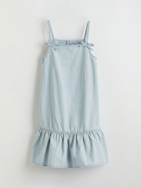 LCW Kids Дънкова рокля за момичета с панделка и тънки презрамки